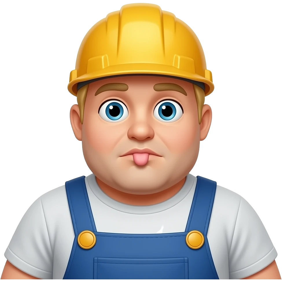 Fat construction farting with  blonde hair emoji