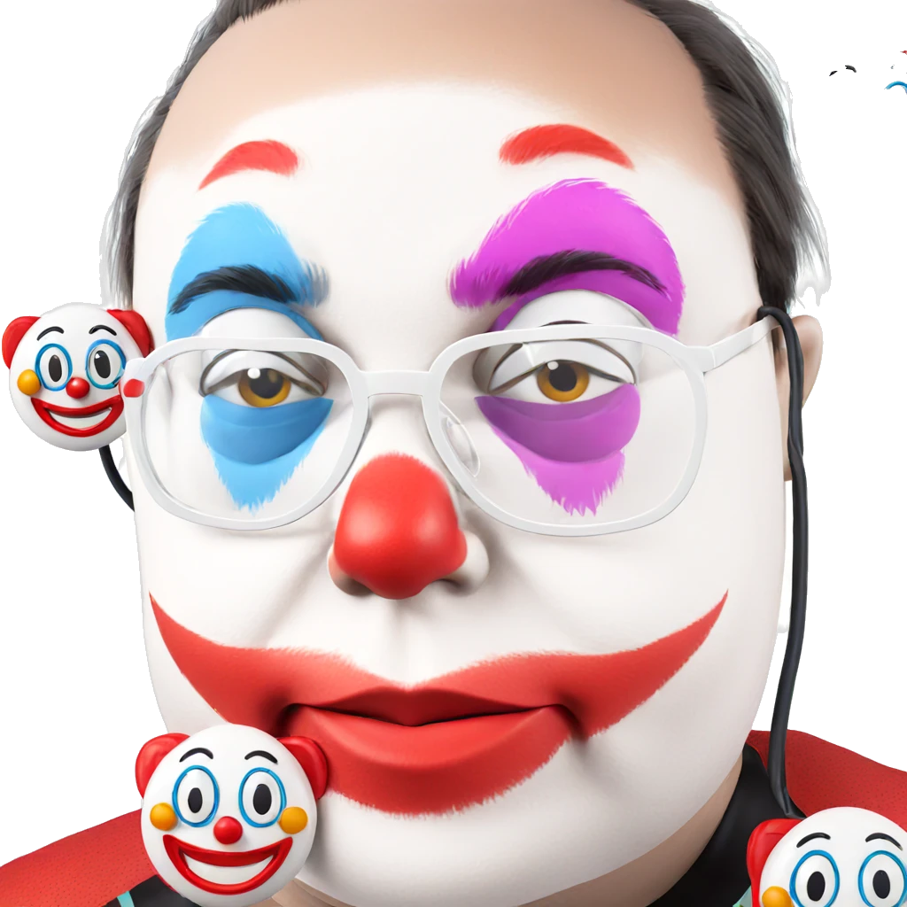 smiling clown boy with glasses emoji