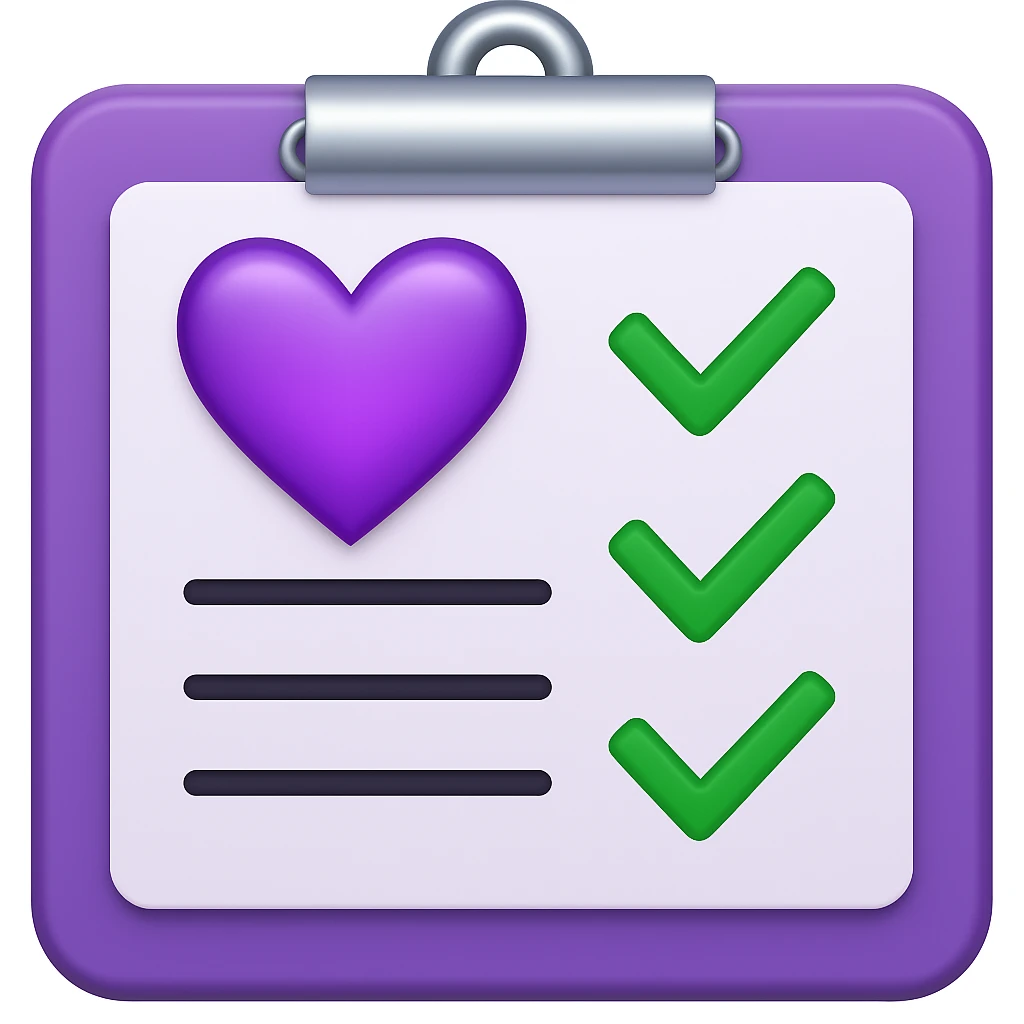 checklist purple heart emoji  emoji