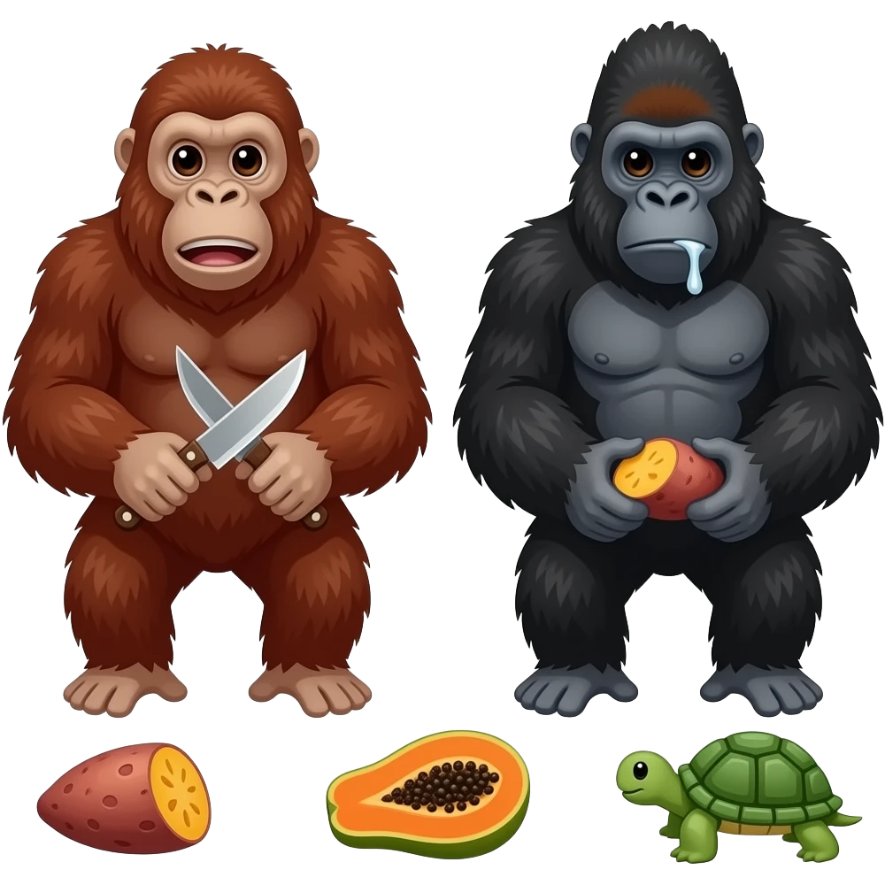 🦧🦍🍠🍠🔪🔪🤤🐢 mmm papaya emoji