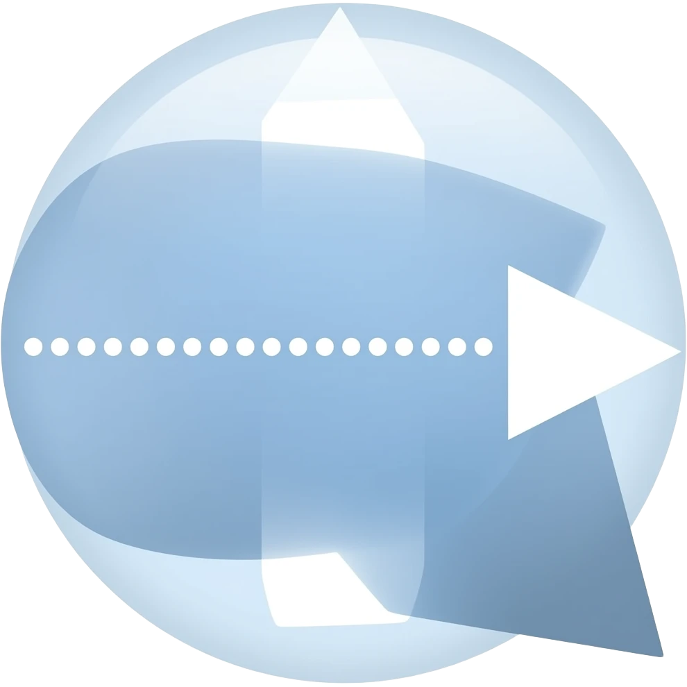 Flecha blanca. Sigue una trayectoria ondulada de onda sinusoide horizontal suave. trazado compuesto por una línea de puntos discretos y uniformes. Termina a la derecha con una punta de flecha triangular sólida y blanca. Composición vectorial minimalista emoji