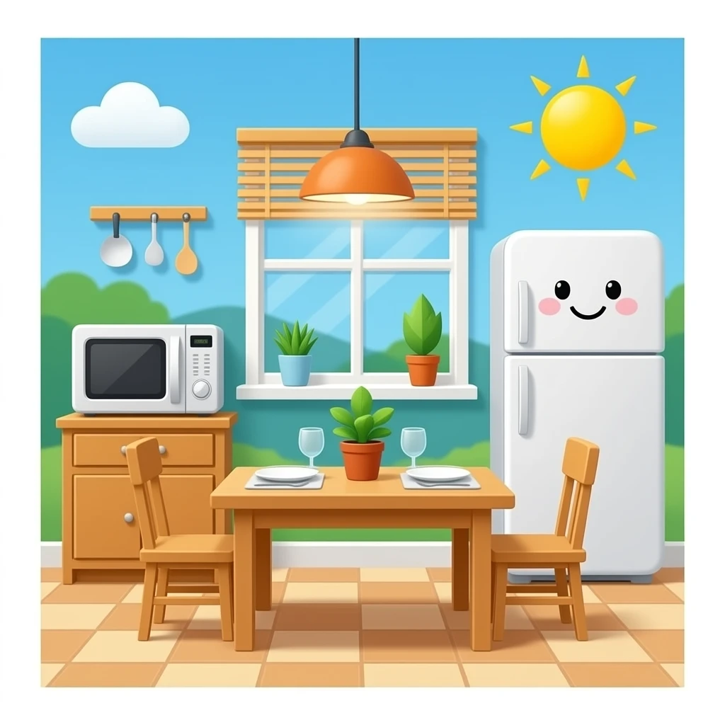 dining room cute clean smiley emoji microwave fridge emoji