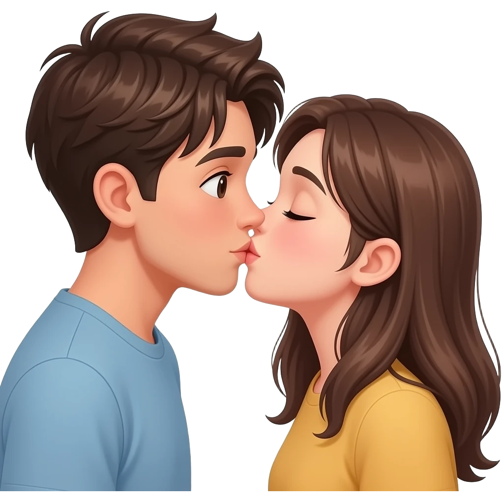 Teen boy and girl kissing tightly emoji