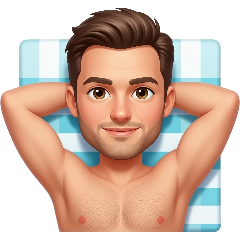 Erstellen ein Emoji von einem Mann der sich am Strand oder auf einer liege oder auf einem Handtuch in der Sonne sonnt emoji