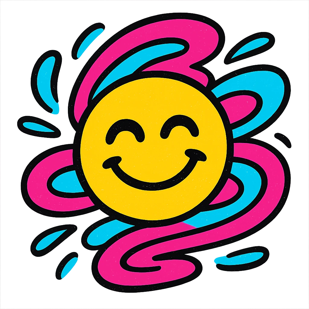 motion graphics emoji, abstract swirling lines, energetic, digital art feel emoji