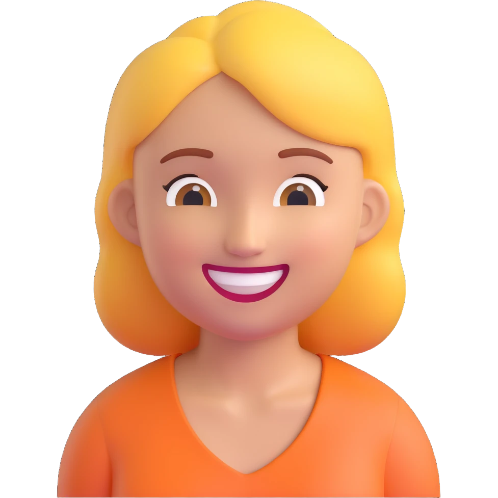 smiling woman, 3D emoji style emoji