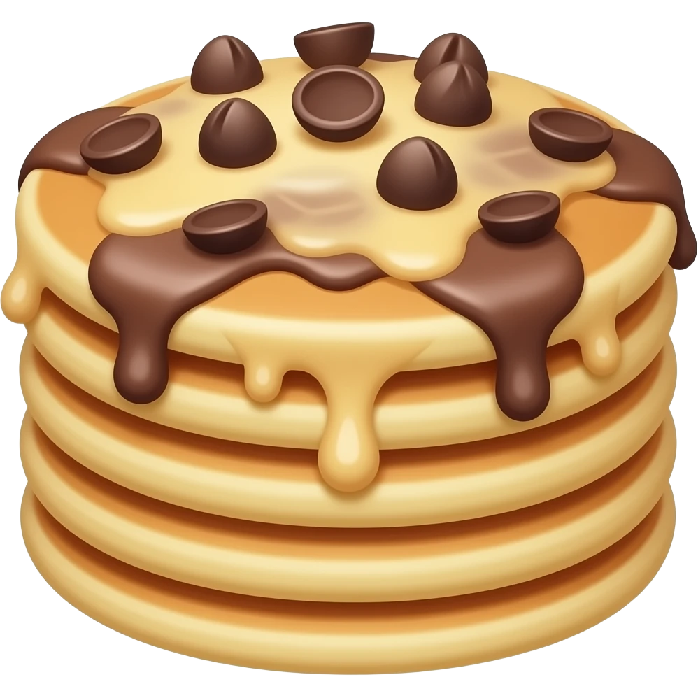 Pizza made out of pancakes with chocolate as the toppings emoji