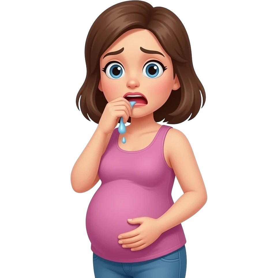 emoji de uma mulher que está com ansea de vomito e brinque que ela está gravida emoji
