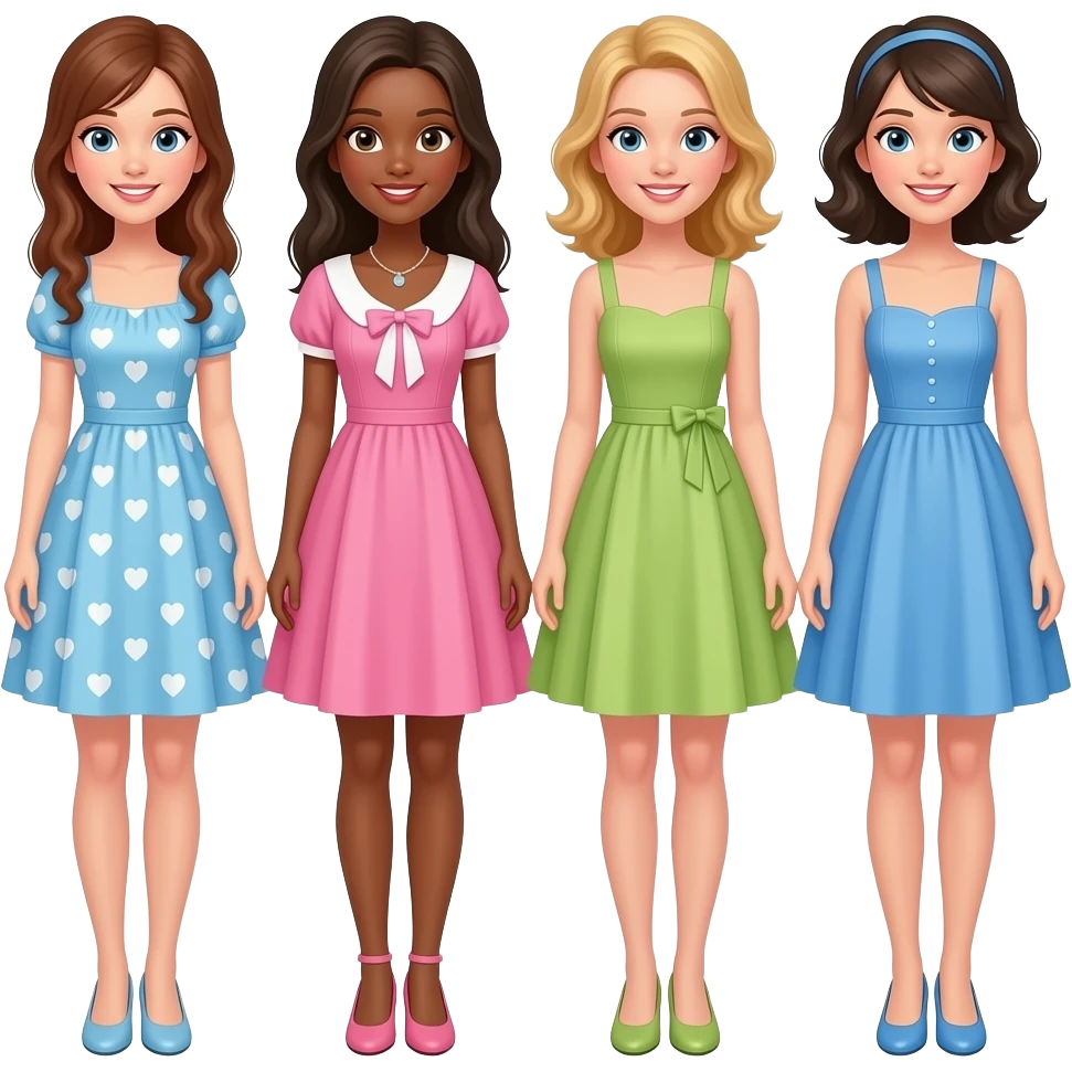 Sunday brunch dress with girls of all colors emoji