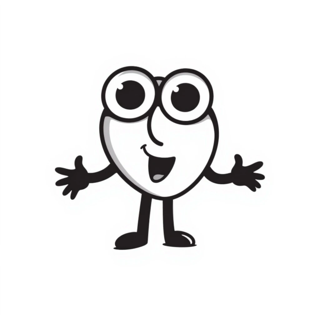 replay symbol caricature with googly eyes and black cartoonish limbs, playful and expressive emoji
