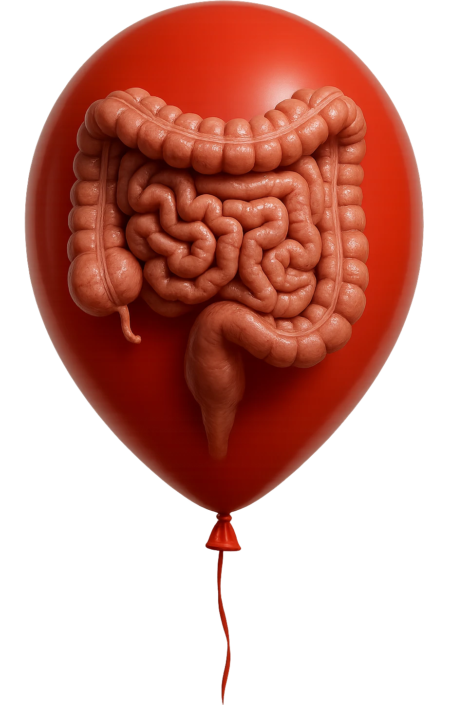 INTESTINO UMANO ANATOMICO REALISTICO CHIUSO IN UN PALLONCINO ROSSO, IPERREALISTICO 4K emoji