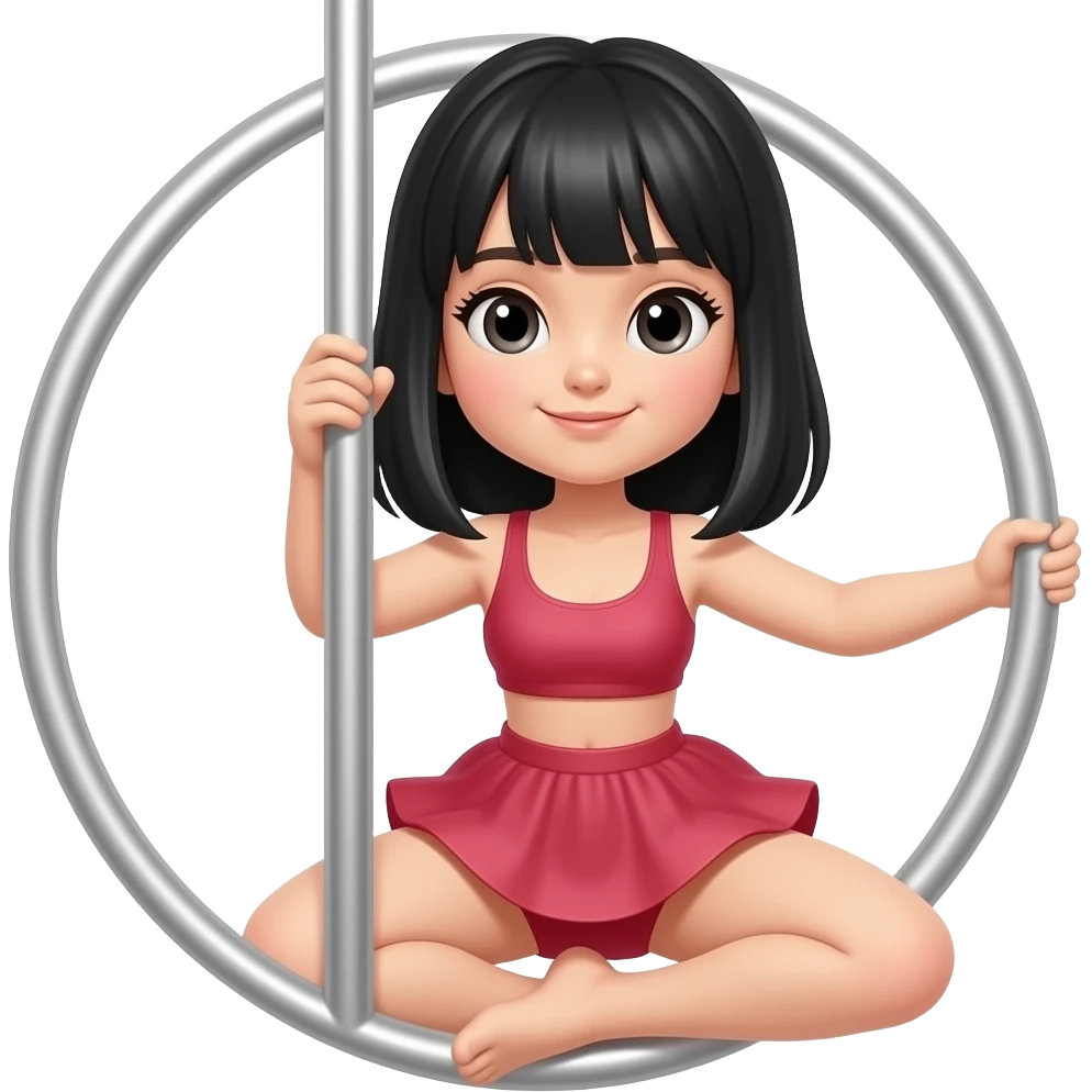 I want a poler practicer emoji . A girl with black shoulder straight hair. Practicing pole emoji