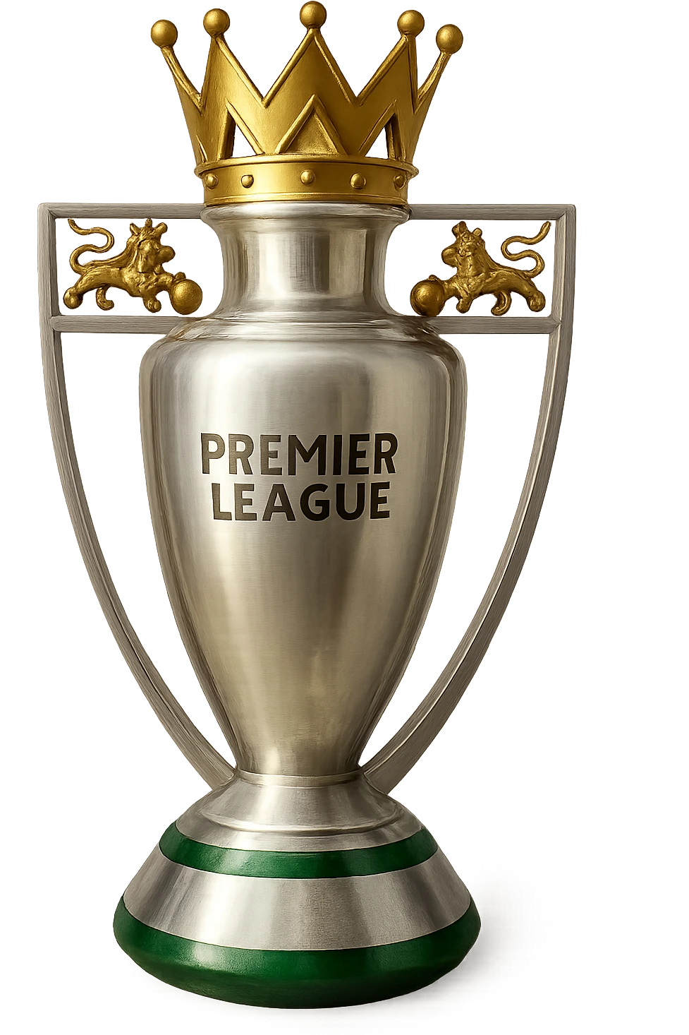 Фотореалистичный и изометричный кубок Premier League, объемный чуть слегка рисованный стиль, прозрачный фон emoji