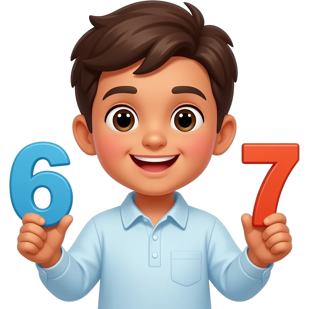 67 kid holding 6 and 7 and saying rayan emoji