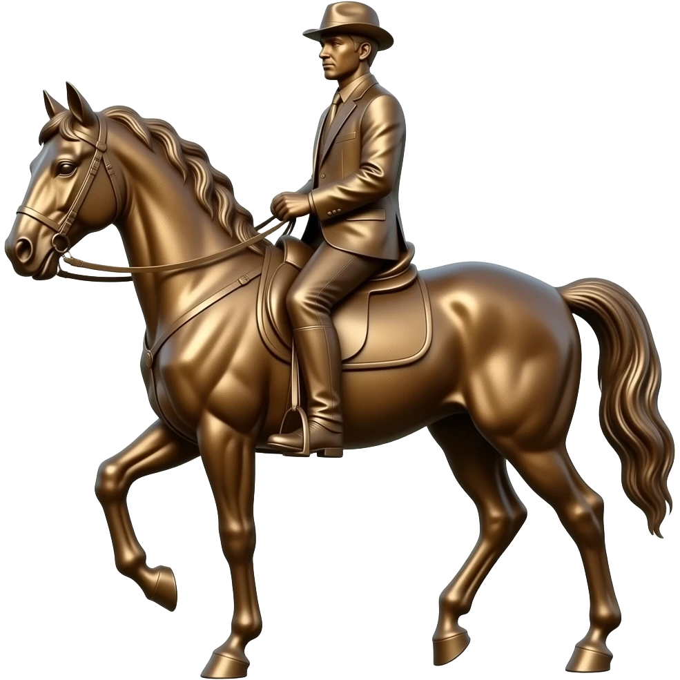 Bronze Statue of a guy riding a horse emoji