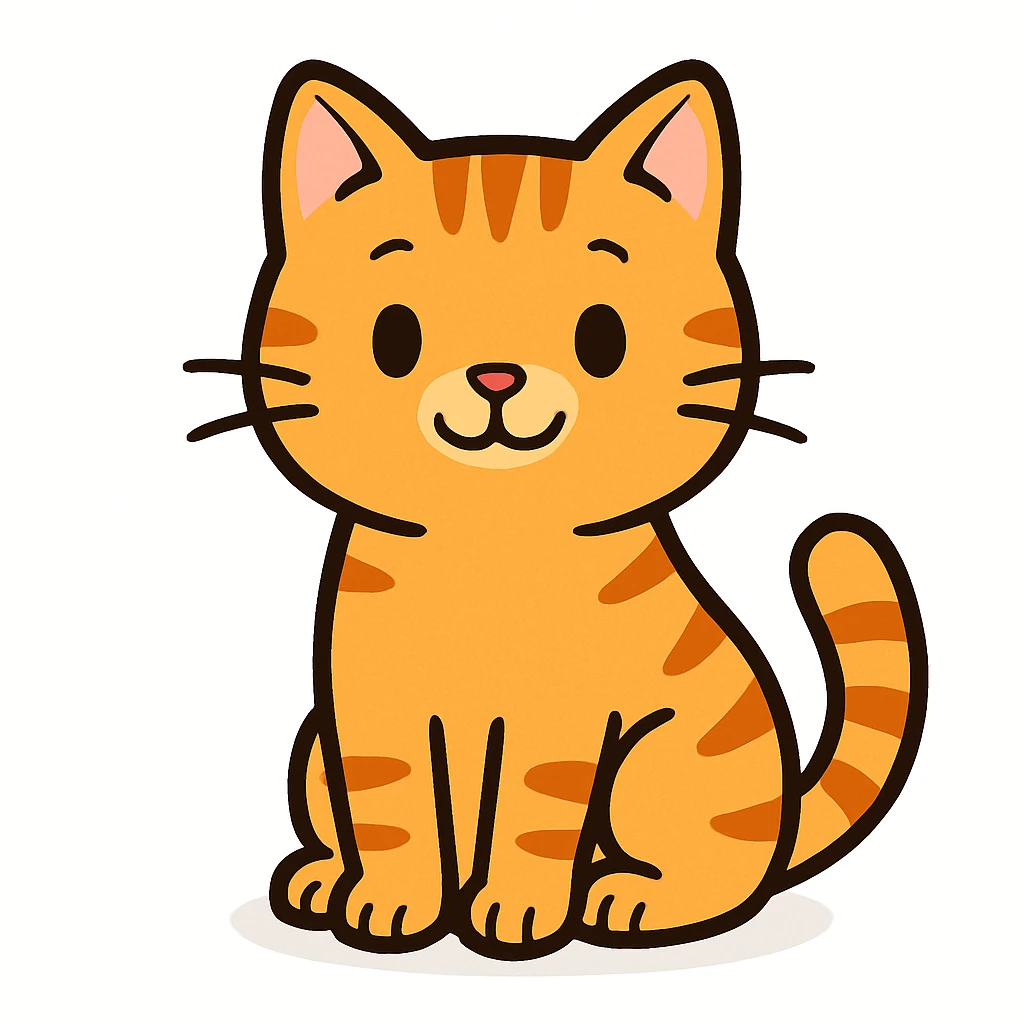a normal cat, sitting, cartoon style emoji
