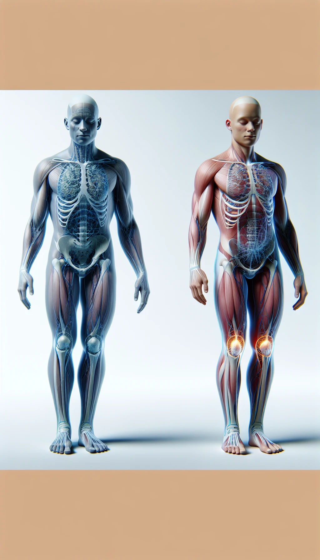 corpo umano anatomico a corpo intero con ginocchia visibili, con occhi chiusi sereno e in perfetta salute , isolato su sfondo bianco, iperrealistico 4k emoji