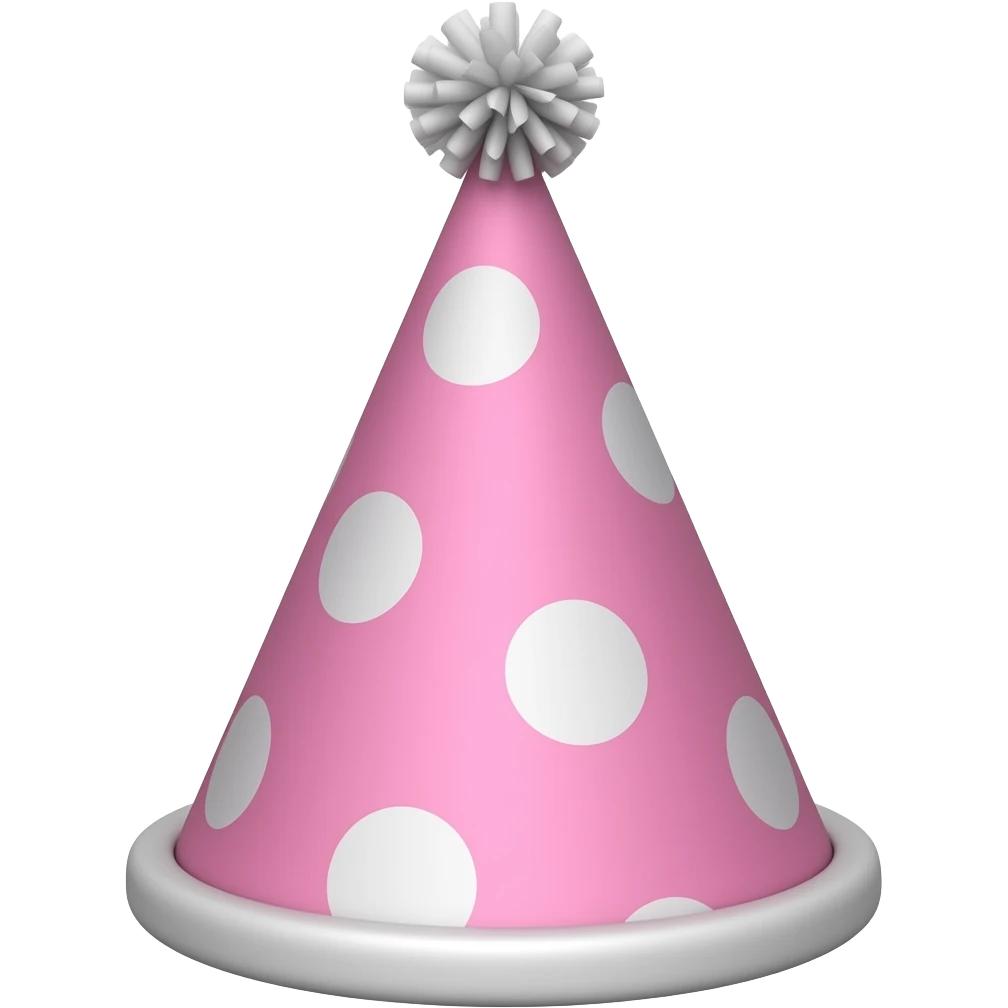 21st birthday hat pink poka dot emoji