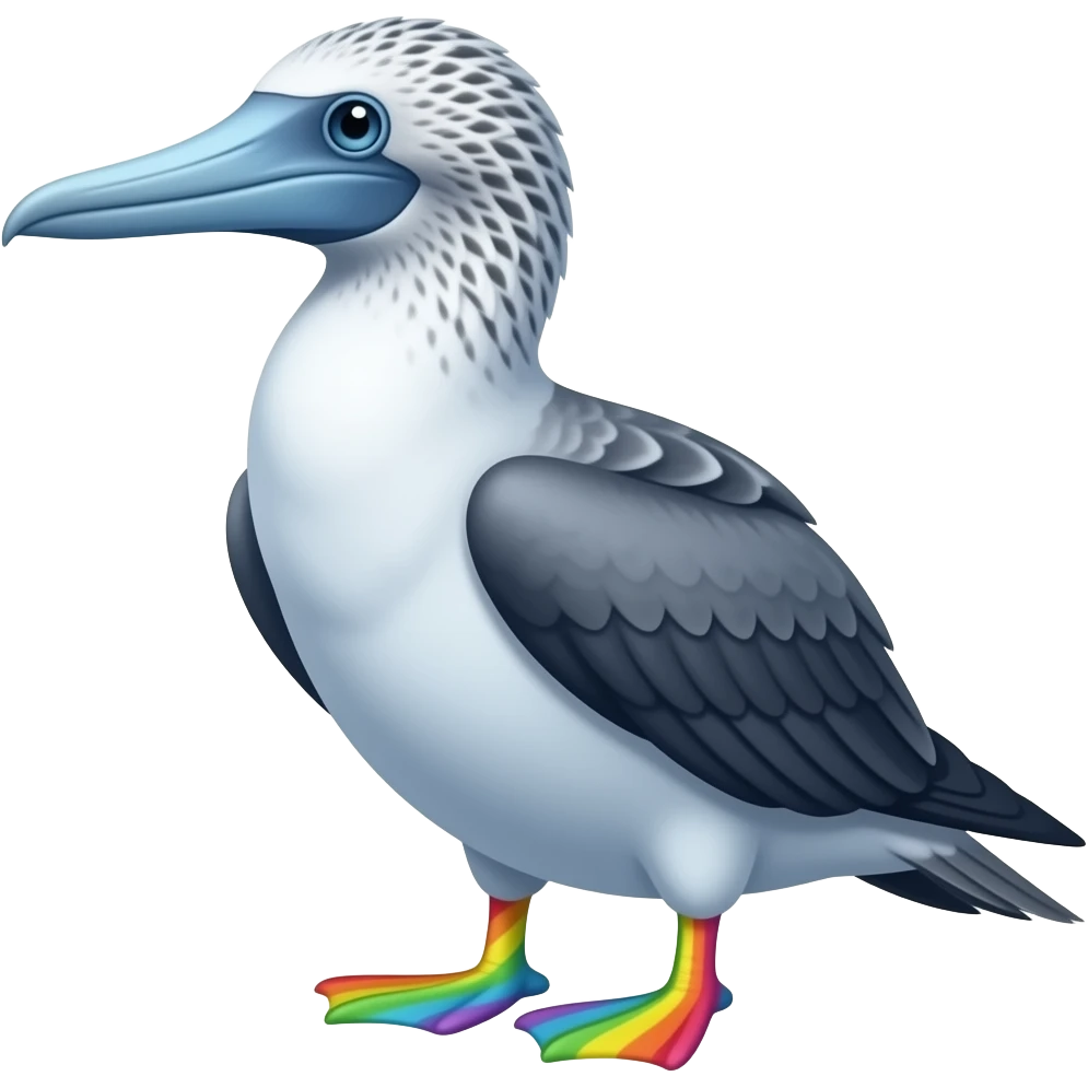 a blue footed booby with rainbow feet instead emoji