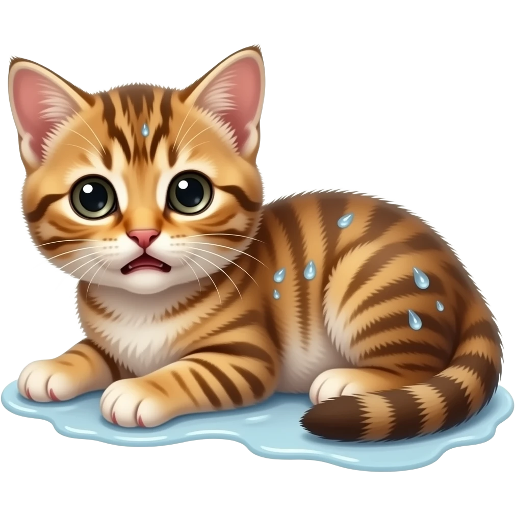Newborn scared laying down drenched scrunkly kitten emoji