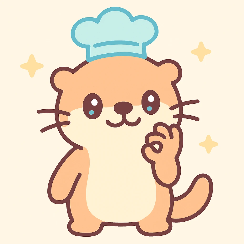 cartoon otter with whiskers making a chef's kiss hand gesture emoji