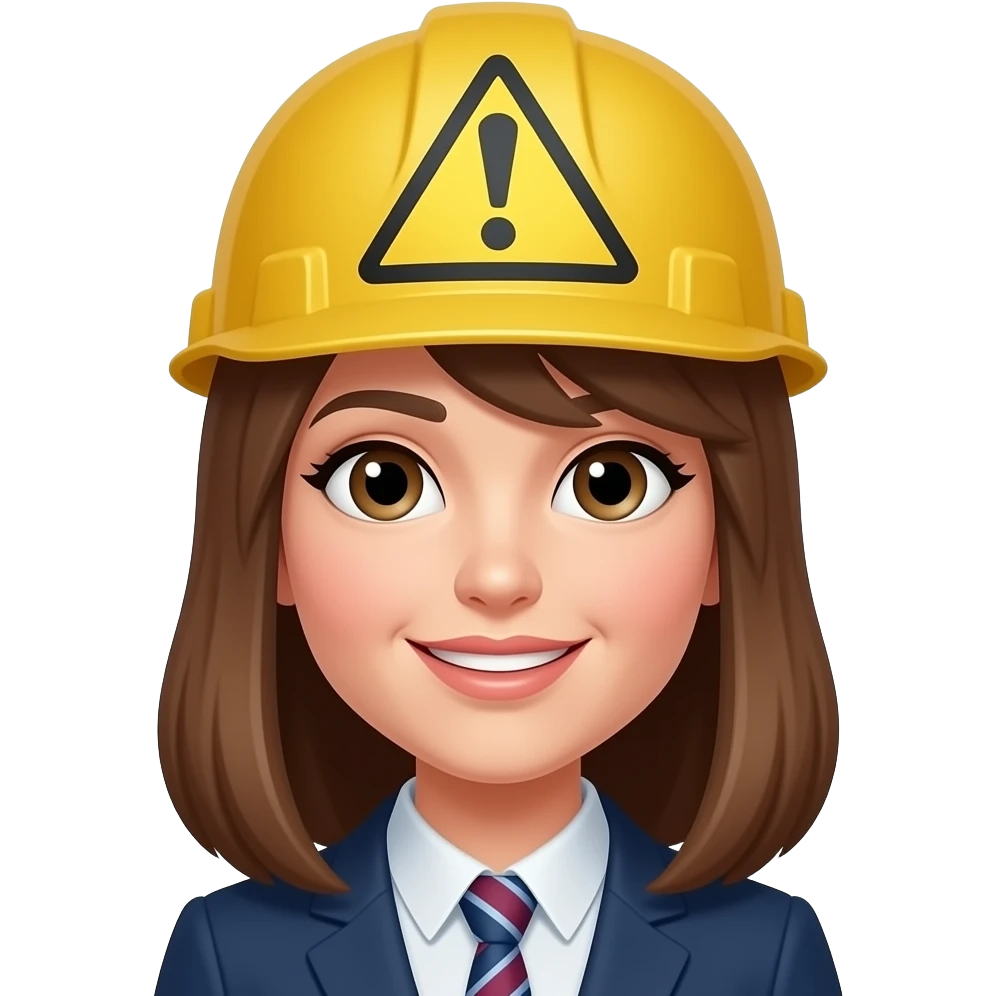 A woman with a warning sign for a head emoji