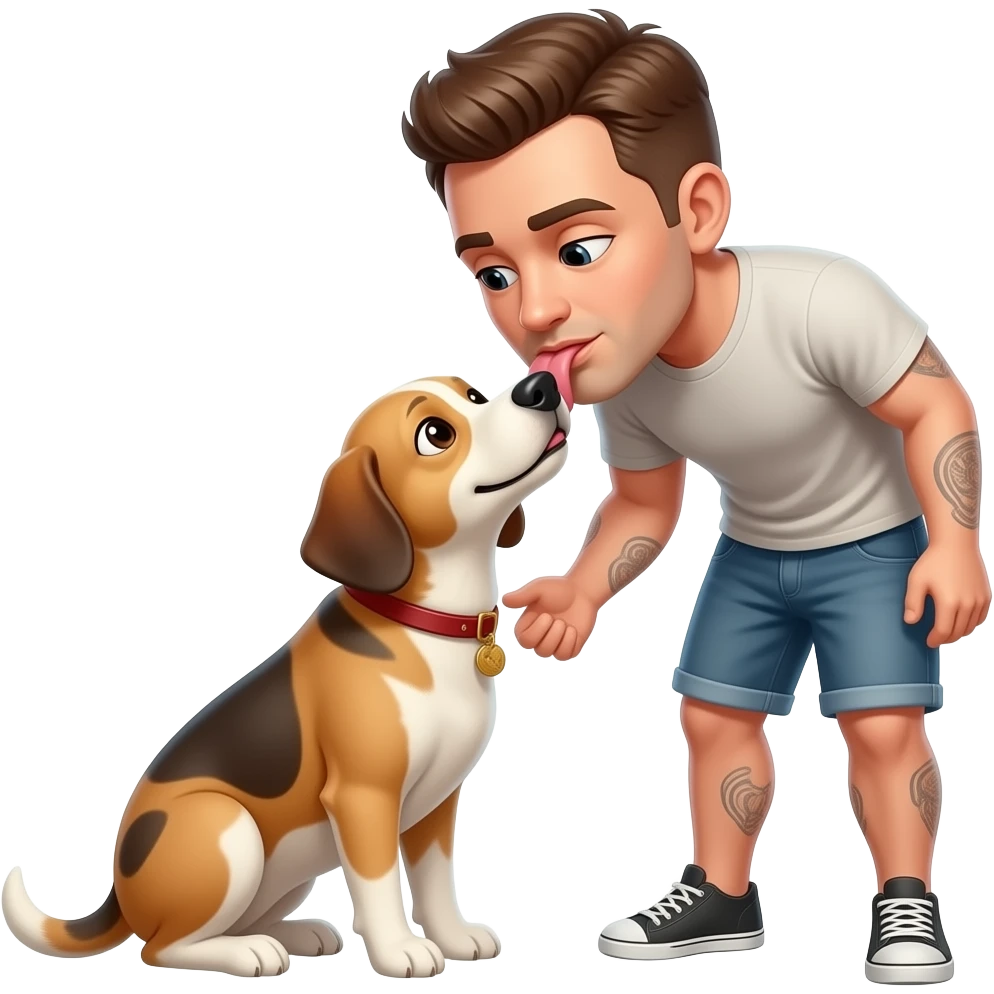 Male dog licking man emoji