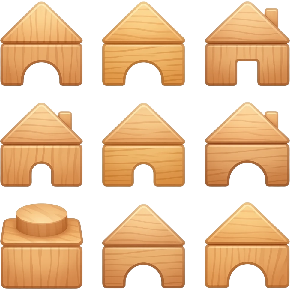 Wooden building block shapes emoji