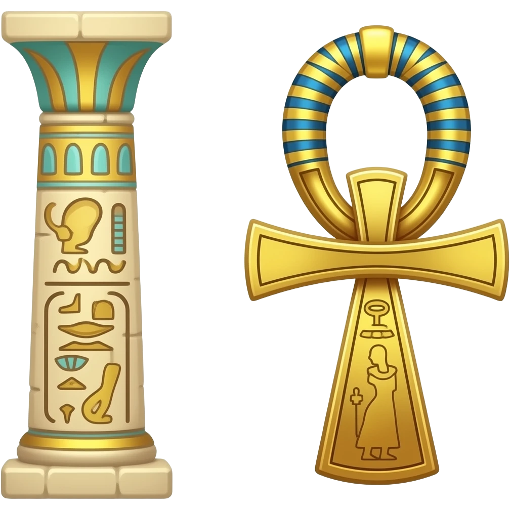 Djed Pillar Ankh combined single symbol emoji