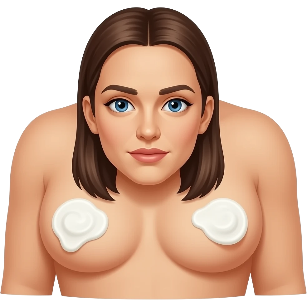 Yogurt spread on female chest emoji