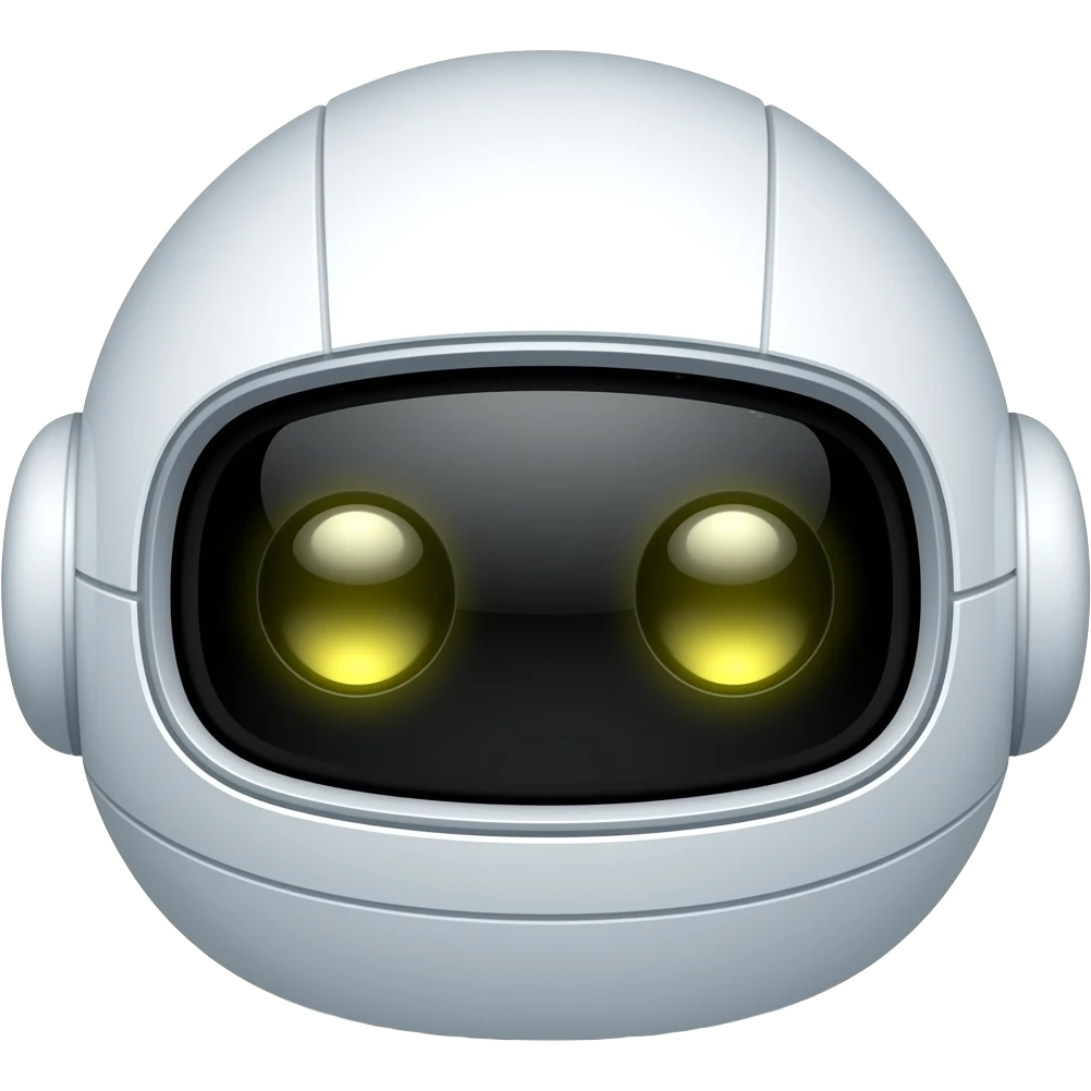 An icon showing a white robot with dark yellow eyes emoji