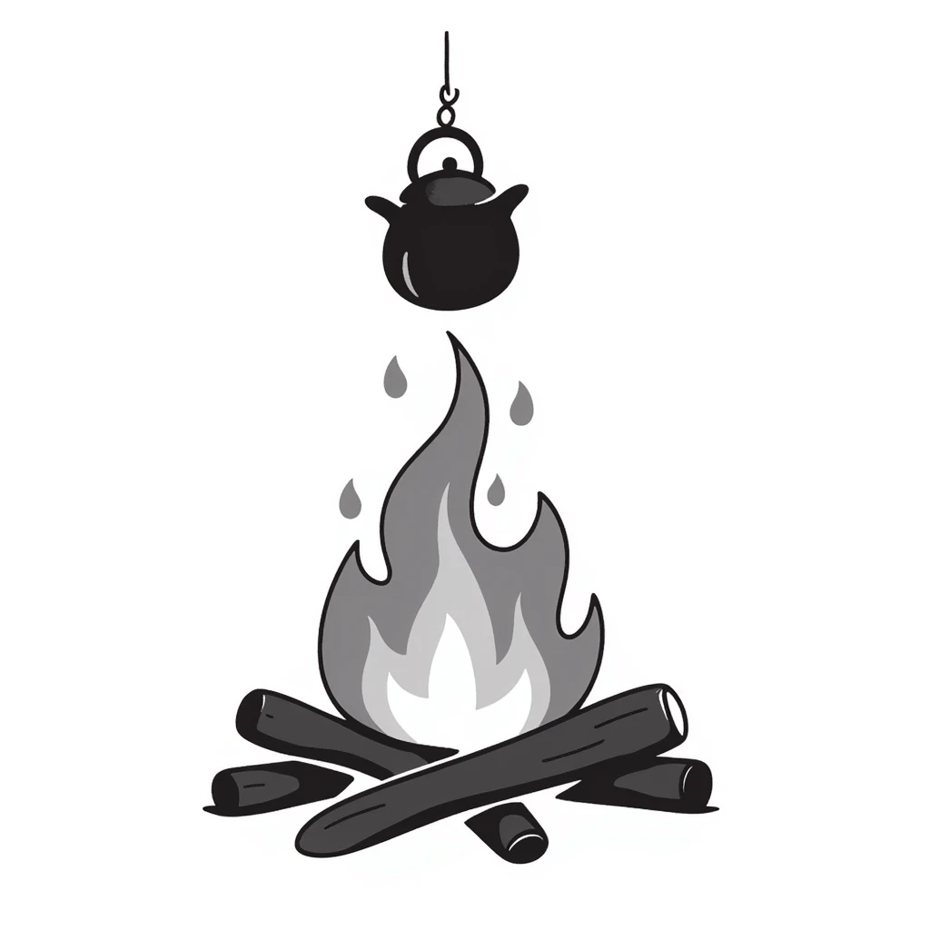 campfire with hand drawn style emoji