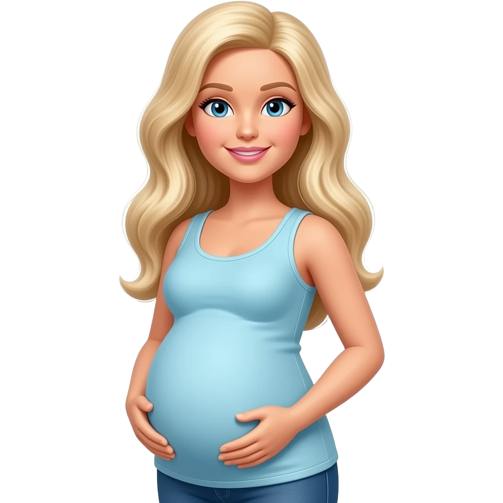 Uma barbie gravida  de pé  de cropt emoji