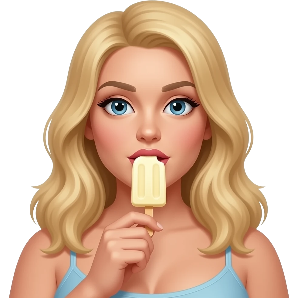 Buxom blonde licking popsicle emoji