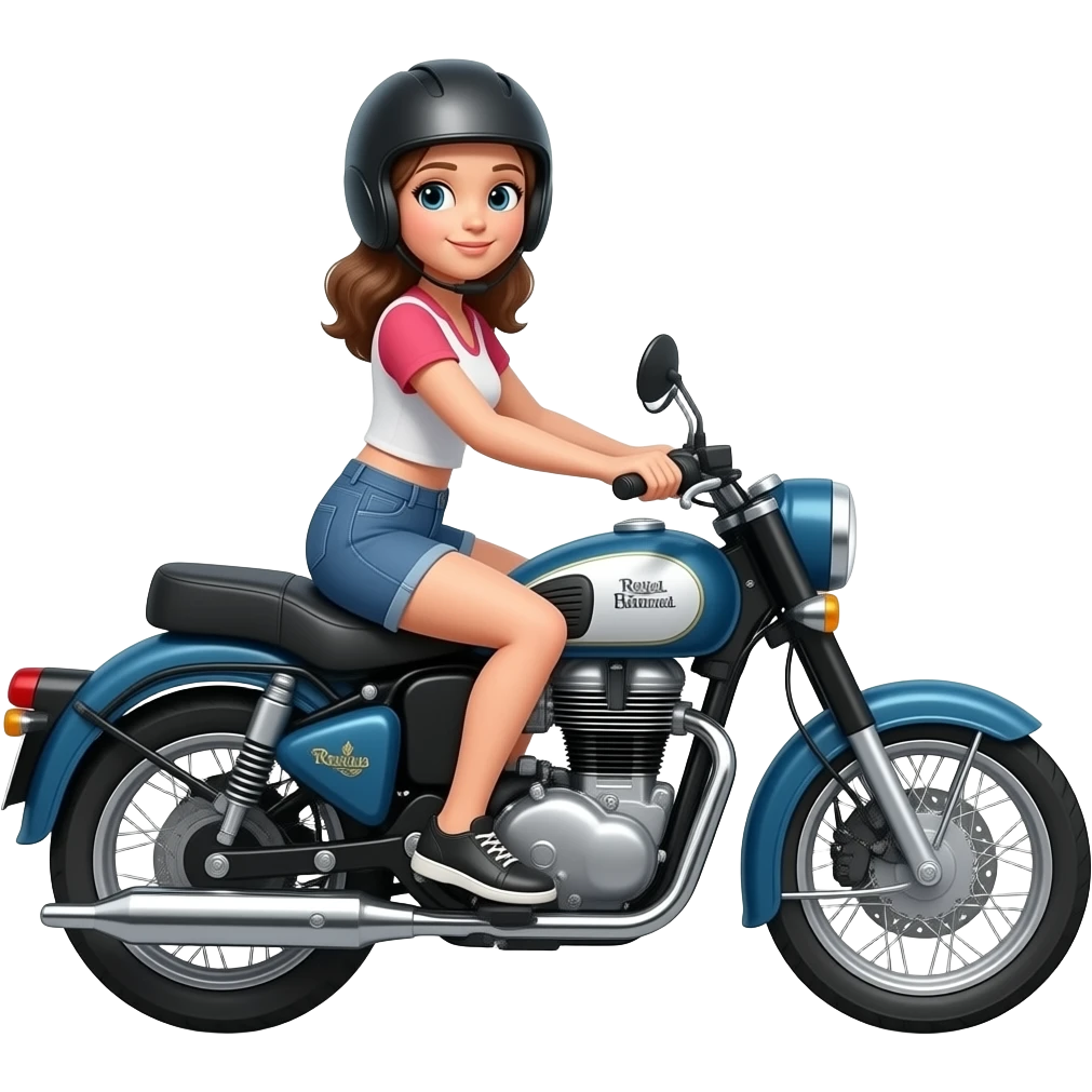 Royal enfield with a girl riding it emoji