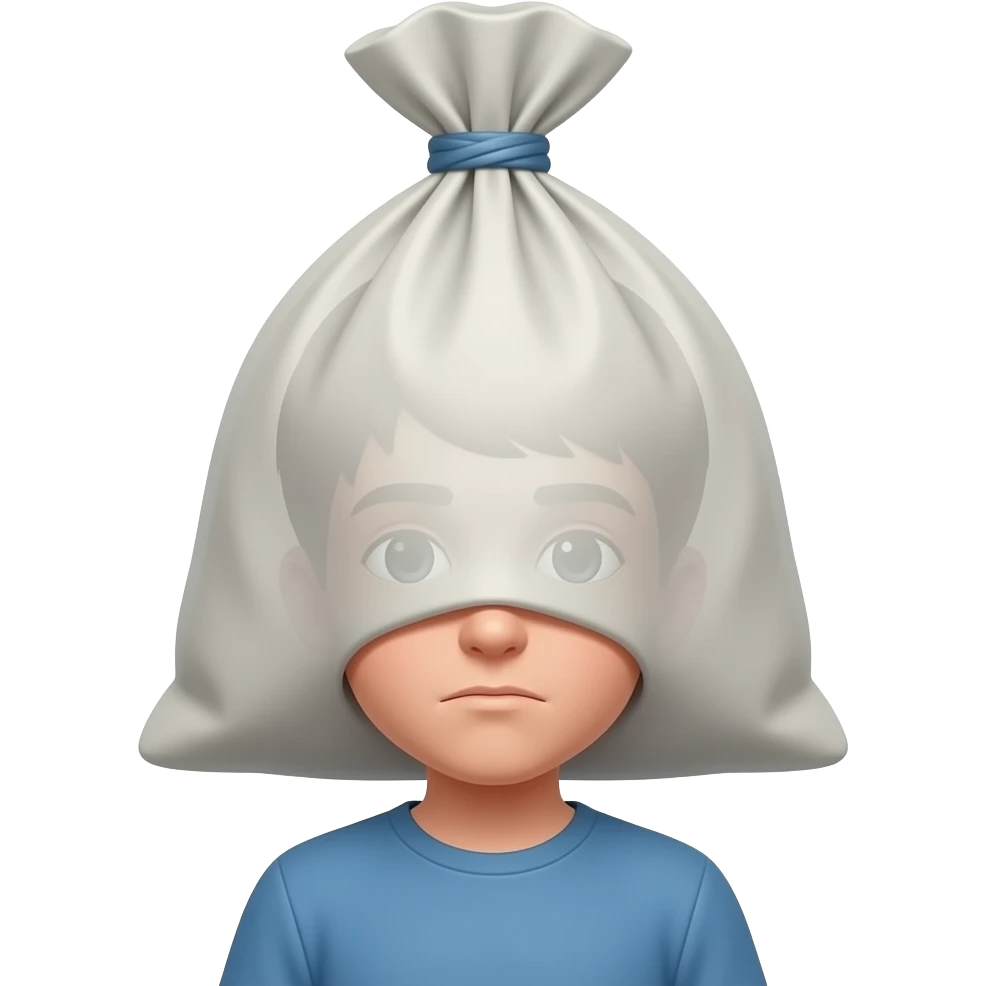 ragazzo con un sacchetto in testa è non si vede la faccia ne gli occhi ne la bocca il sacchetto capovolto emoji