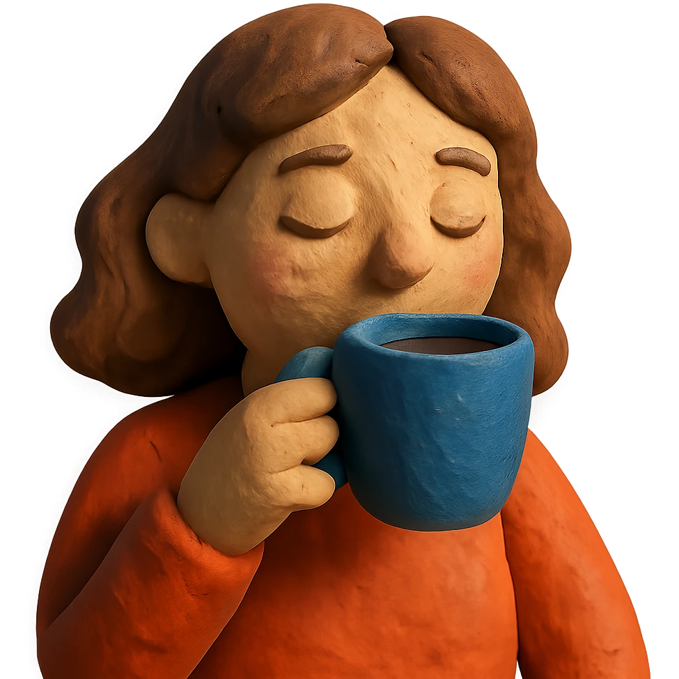brown-haired woman drinking coffee emoji