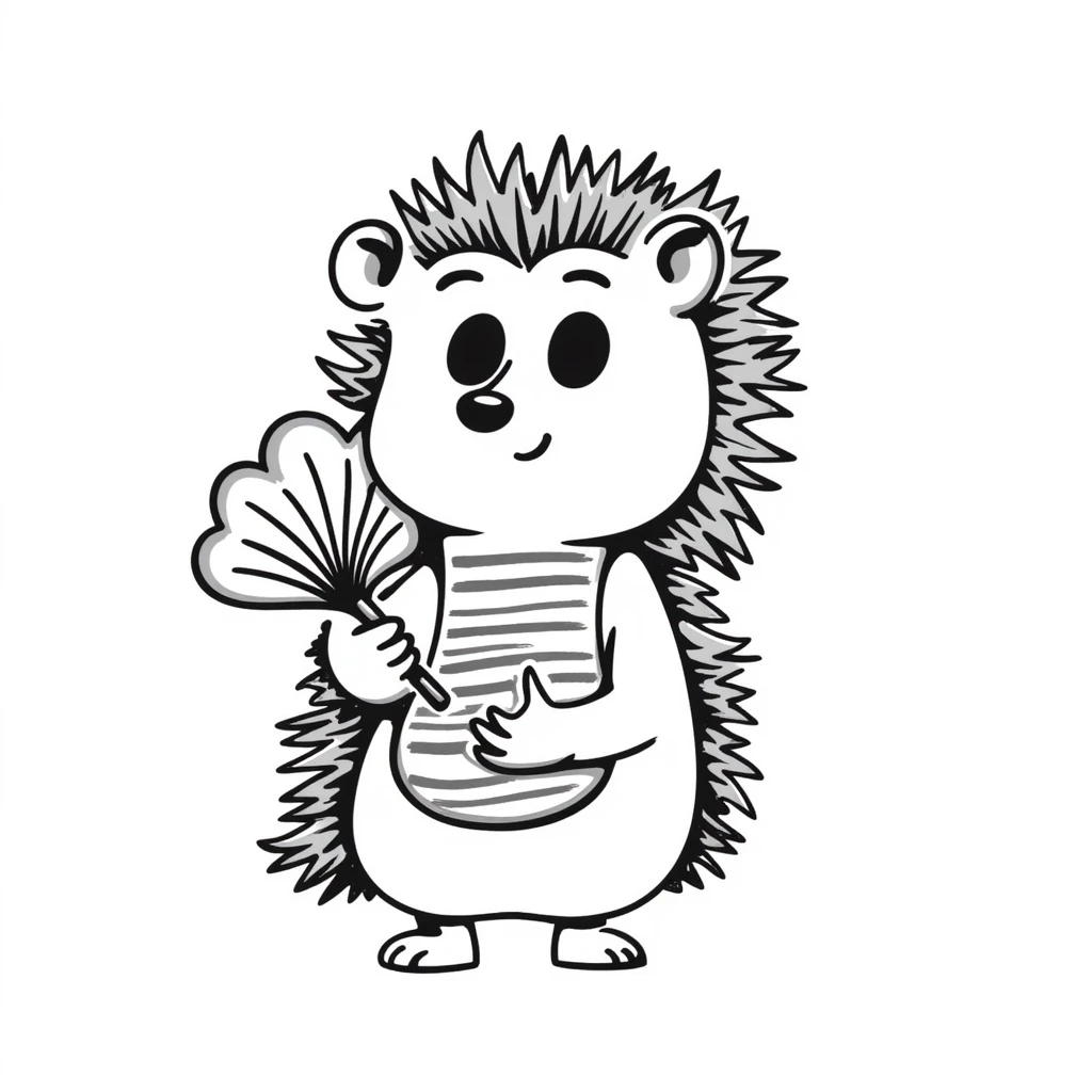 Hedgehog with a fan emoji