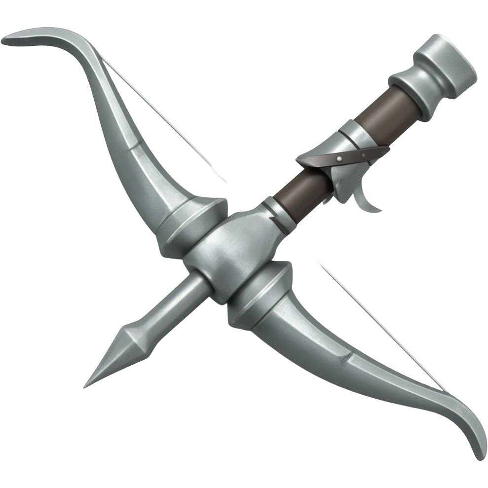 show a silver medieval bow and arrow with no background emoji