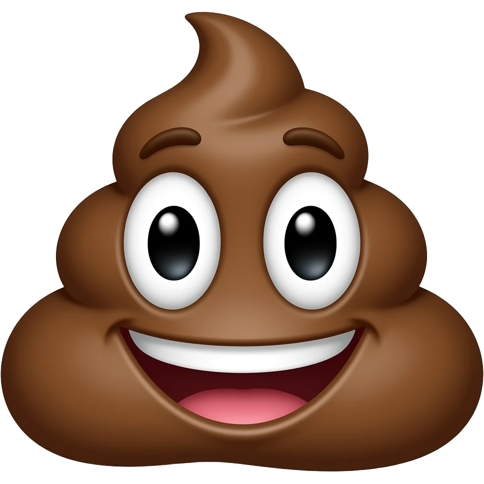 A happy poop emoji with a smiling face, designed in a colorful rainbow style. . emoji