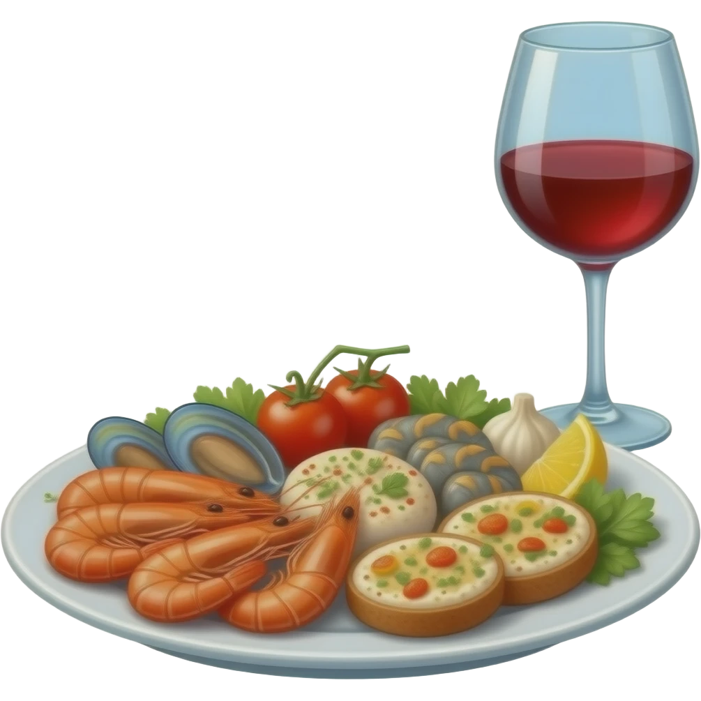 mediterranean food and wine emoji