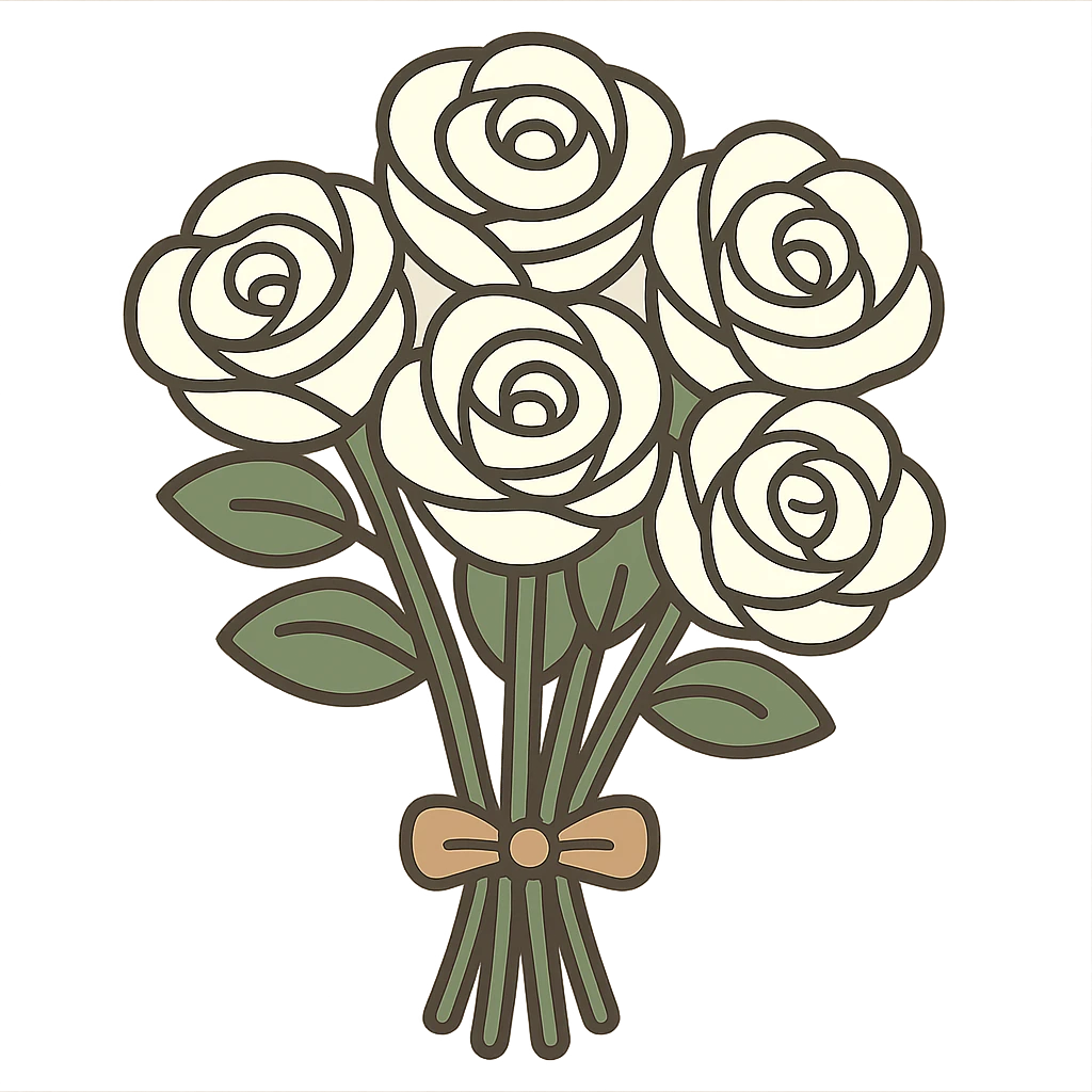 flat toon bouquet of white roses emoji
