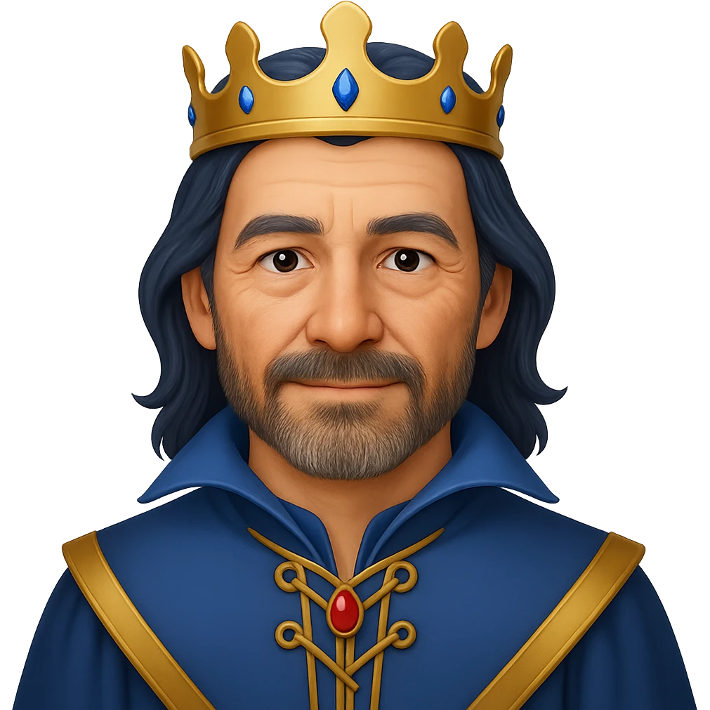 Make the prince look older with mature facial features in the style of emoji. Keep the background transparent. emoji