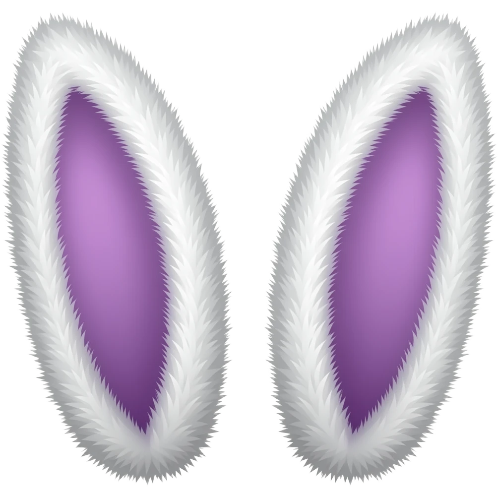 White rabbit ears with purple inner ears emoji