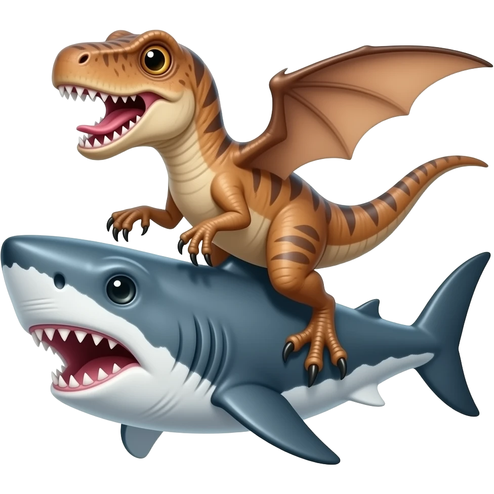 raptor riding on a shark emoji