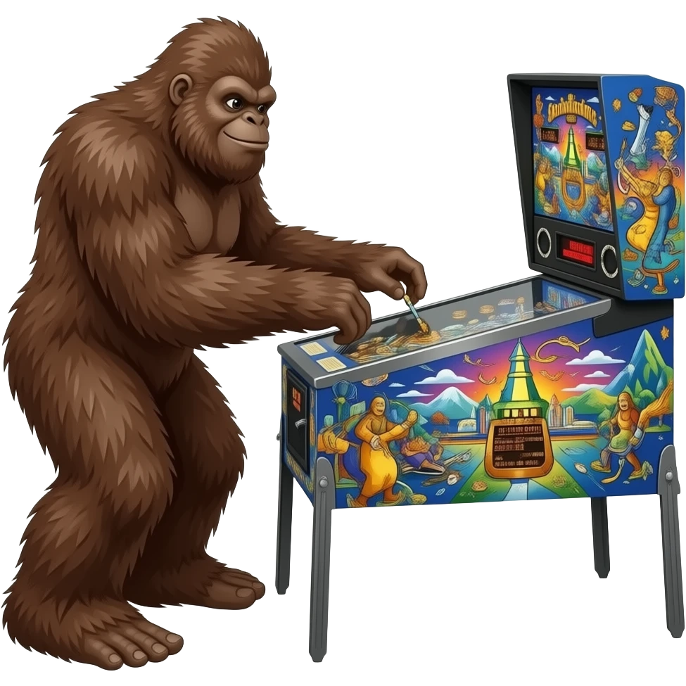 Bigfoot playing pinball emoji