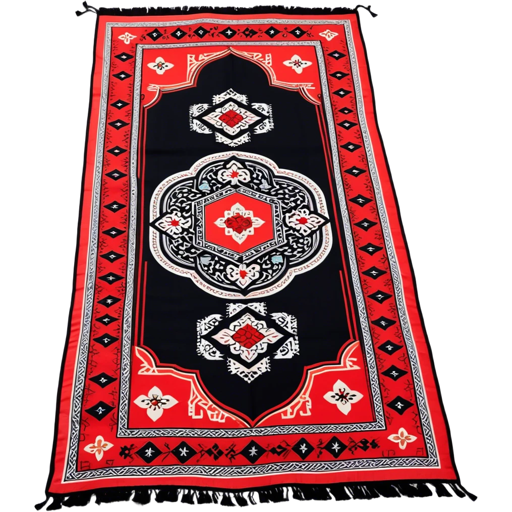 Long red rectangular prayer mat with geometric Andalusia pattern  emoji