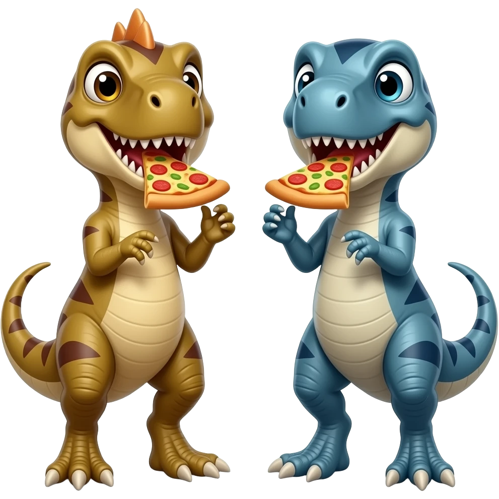 pizza eating dinosaurs x2 emoji