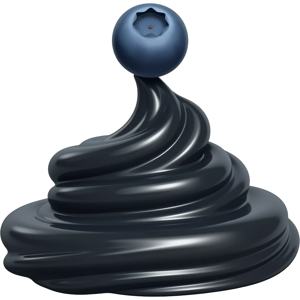 Black swirl with a blueberry on top emoji