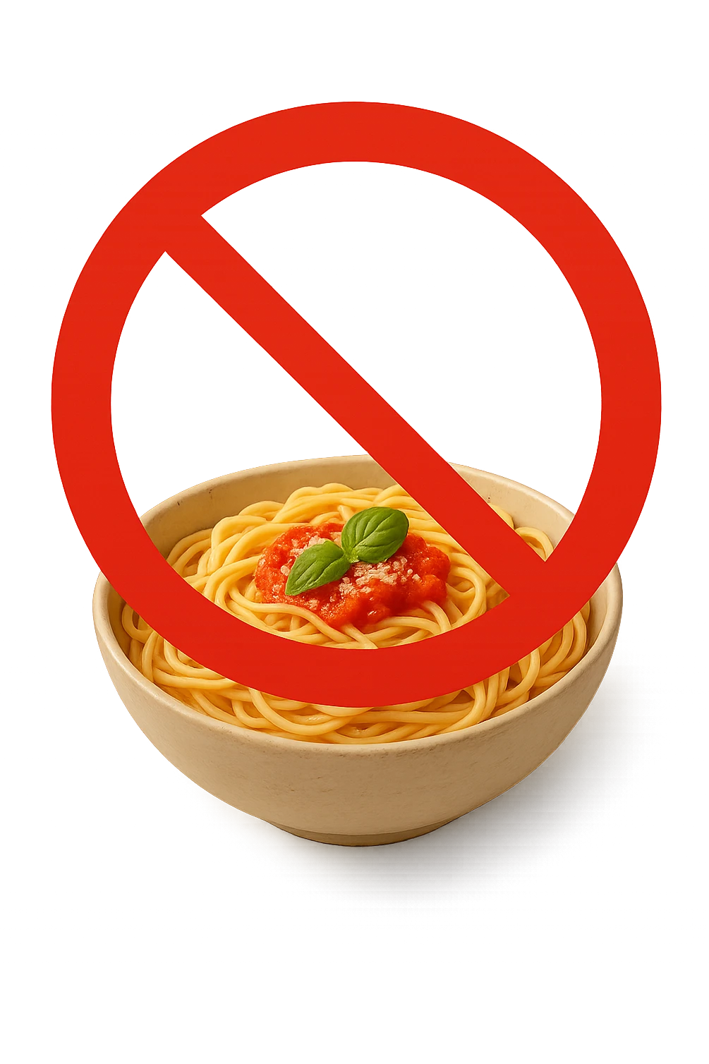 BOWL DI PASTA CON DIVIETO SOPRA,  realistici emoji